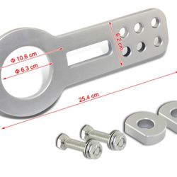 JDM Silver Front Anodized Billet Aluminum Racing Towing Hook Tow Kit Universal -(8-TH-8106-BK