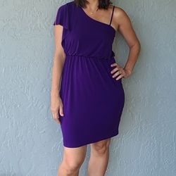 Purple One Shoulder Dress Size 8