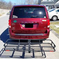 (NEW) $125 Heavy-Duty Folding Cargo Rack Carrier 60x25” Fold Up Basket 2” Hitch Receiver 500 Lbs Max