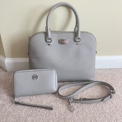 Michael Kors Leather Satchel Bag With matching Wallet Set