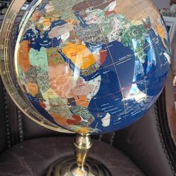 Rotating World Globe Gem Stones 22"Tall Around 42"