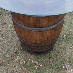 *whisky barrel table*