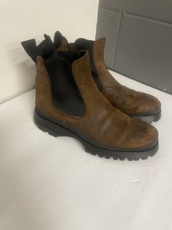 Prada Brown Leather Men Chelsea Boots