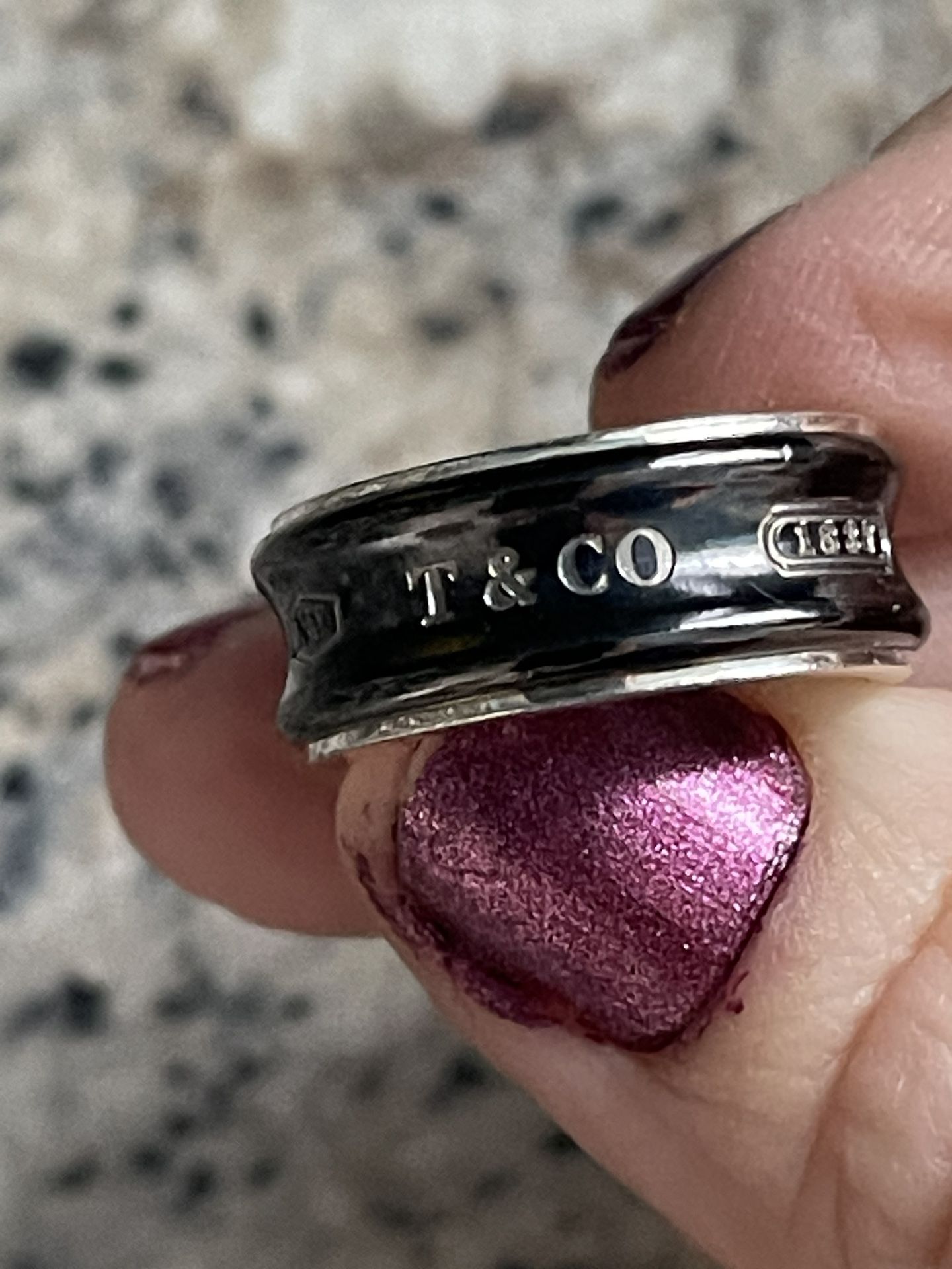 Tiffany&co Sterling Silver And Titanium Concave Ring