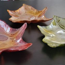 Glass Leaf Trinket Dishes