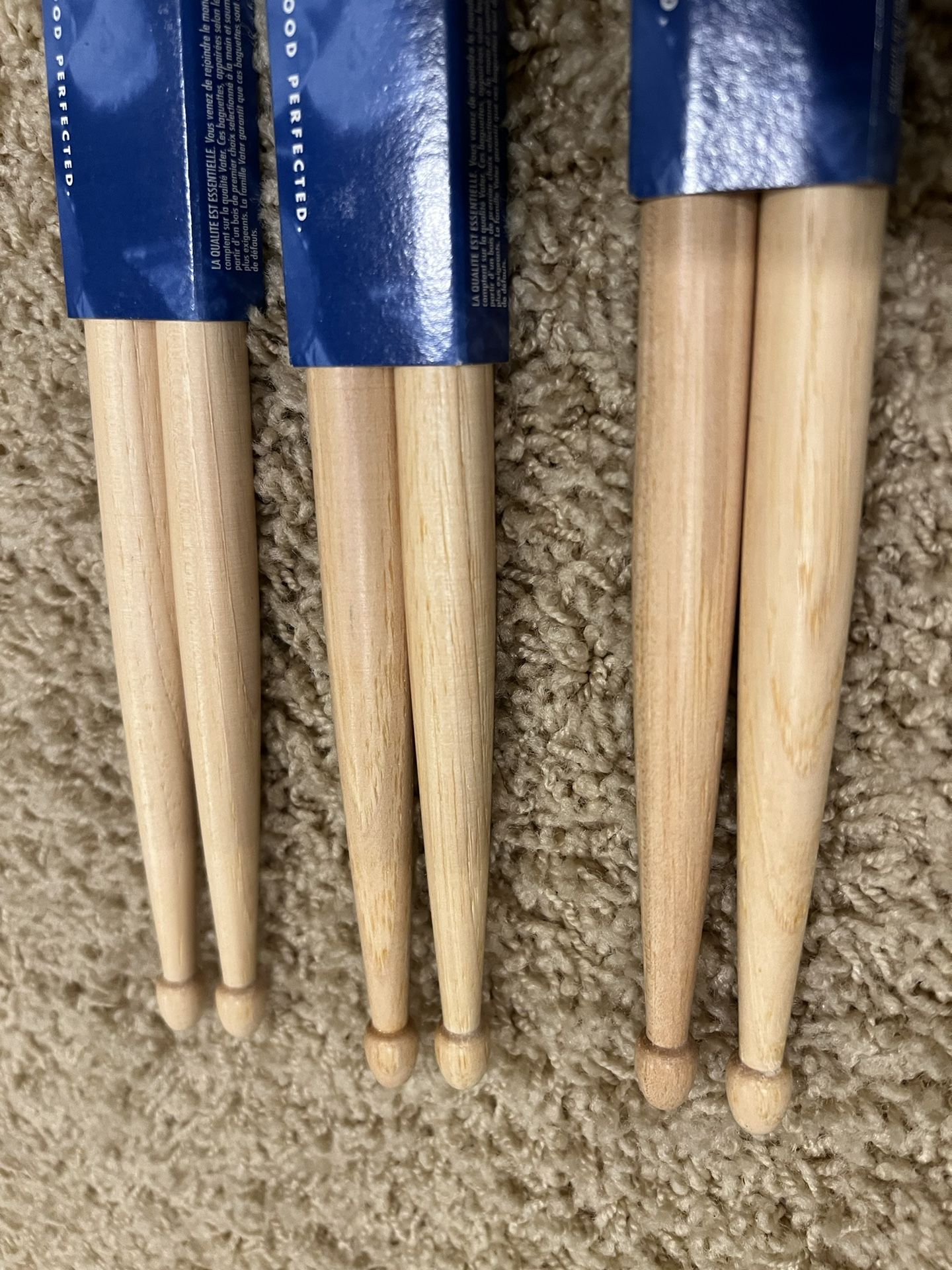 3 Vater 5B Hickory Drumsticks 