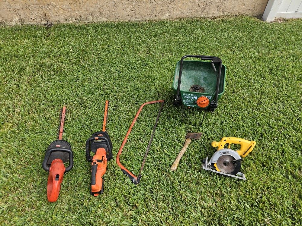 Assorted Power Tools And Spreader