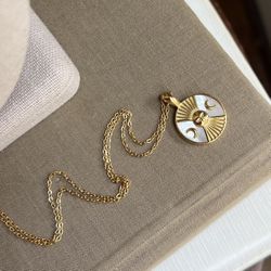 Celestial Sun Moon Pendant Necklace ( firm on price )