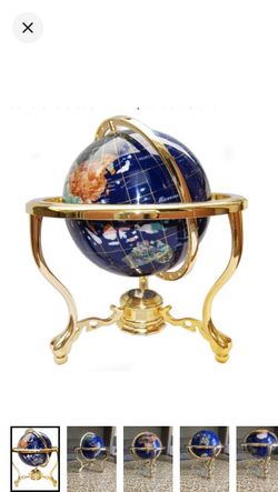 Classic Treasures Blue Marble Granite 6" world Globe w/Compass brass base
