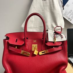  authentic 2012 Hermes rouge cq Clemente Birkin 35 cm handbag