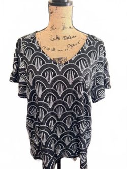 Cremieux Black and Silver Sequin Art Deco Style Top