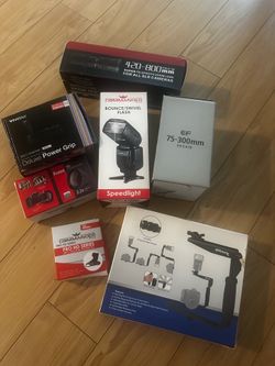 Canon Camera Accessories Bundle – Canon EF 75-300mm Lens, Flash, 420-800mm Telephoto + More