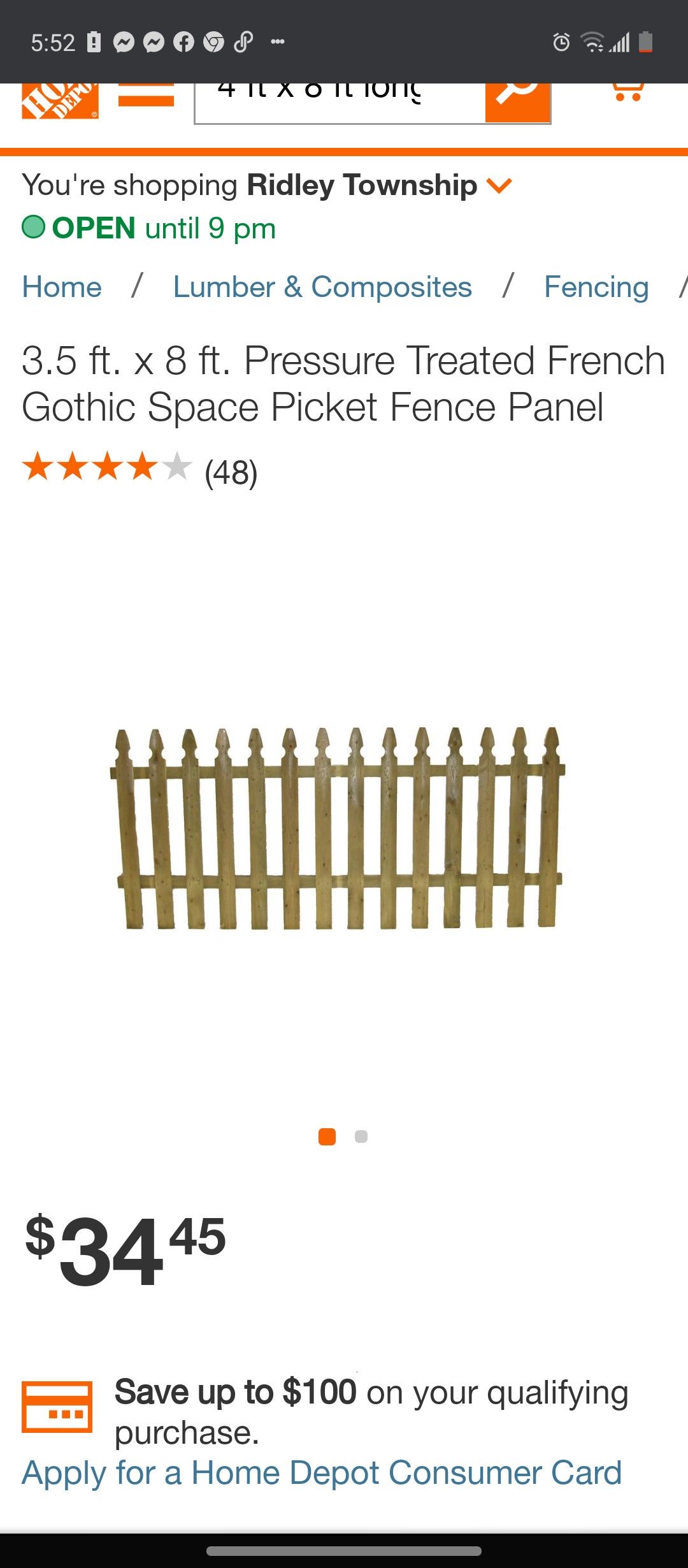 New Pressure treated 4x8 picket fence