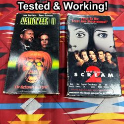 Halloween II & Scream 2 VHS Horror Movies Tested & Working!