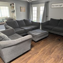 Charcoal/blue Living Room Set