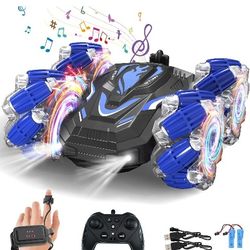 New Gesture Sensing RC Stunt Car with Lights Music, Hand Gesture Remote Control Car 360° Spins Double Side Controlled RC Car Birthday Gifts Toys for 6