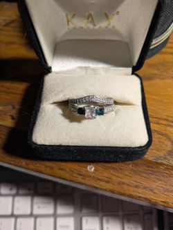 Kay Jewelers Silver Ring Set with Blue Stones