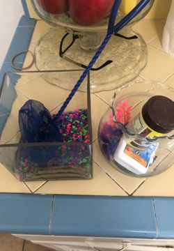 Fish bowls and supplies