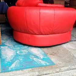 Pair Of Italian Leather Chairs With Ottoman 