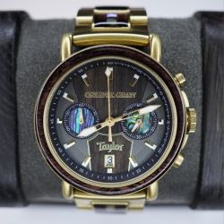 Original Grain Taylor Guitars Gold Ebony Chronograph 44mm 18K Gold Plated Watch