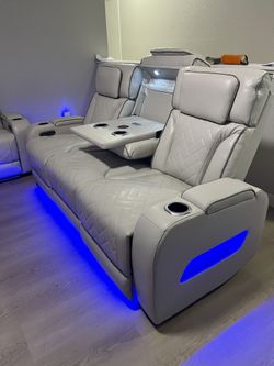 Power Reclining Sofa + Loveseat & LED Lighting