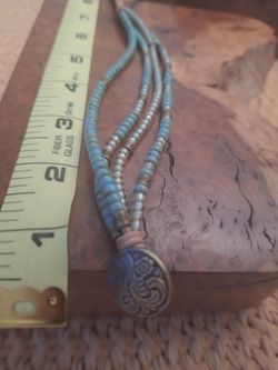 Native Made Turquoise Beaded Leather Bracelet 