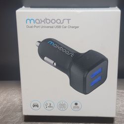 MAXBOOST Dual-Port Universal Car Charger 4.8 Amps - Fast and Reliable Charging On-The-Go!