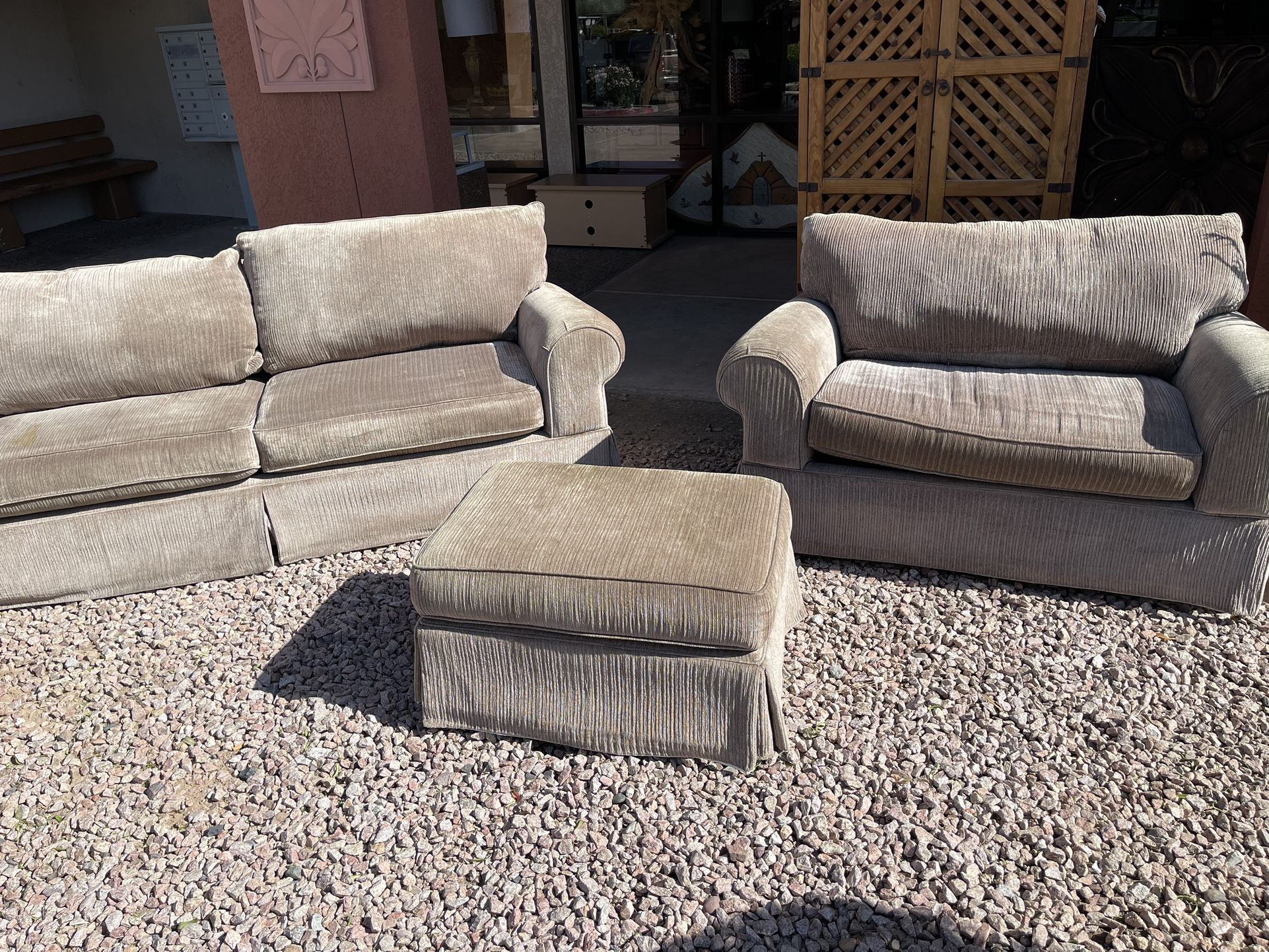 Sofa, Loveseat, Both Pull Out Beds Plus 1 Ottoman