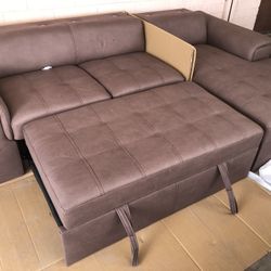 Sectional Sleeper Sofa Couch with Pull Out Bed and Storage Chais, Convertible