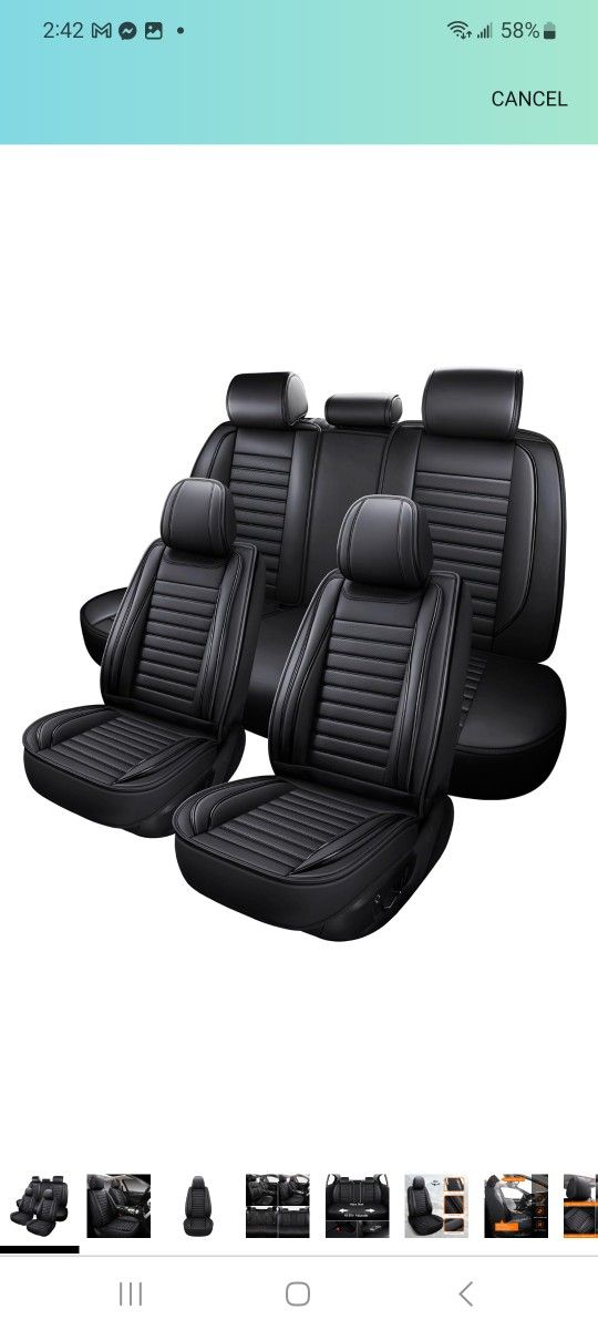 Car Seat Covers Full Set, 5Pcs Universal Leather Seat Covers for Cars, Waterproof Front and Rear Seat Covers Breathable Automotive Vehicle Seat Cover