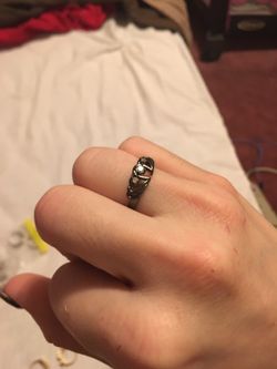 Black gold and white sapphire ring