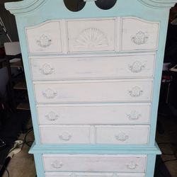 French Country Chic Highboy Cabinet 