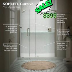 KOHLER

Cursiva 57-60 in. W x 72 Pivot Shower Door in Anodized Brushed Nickel


