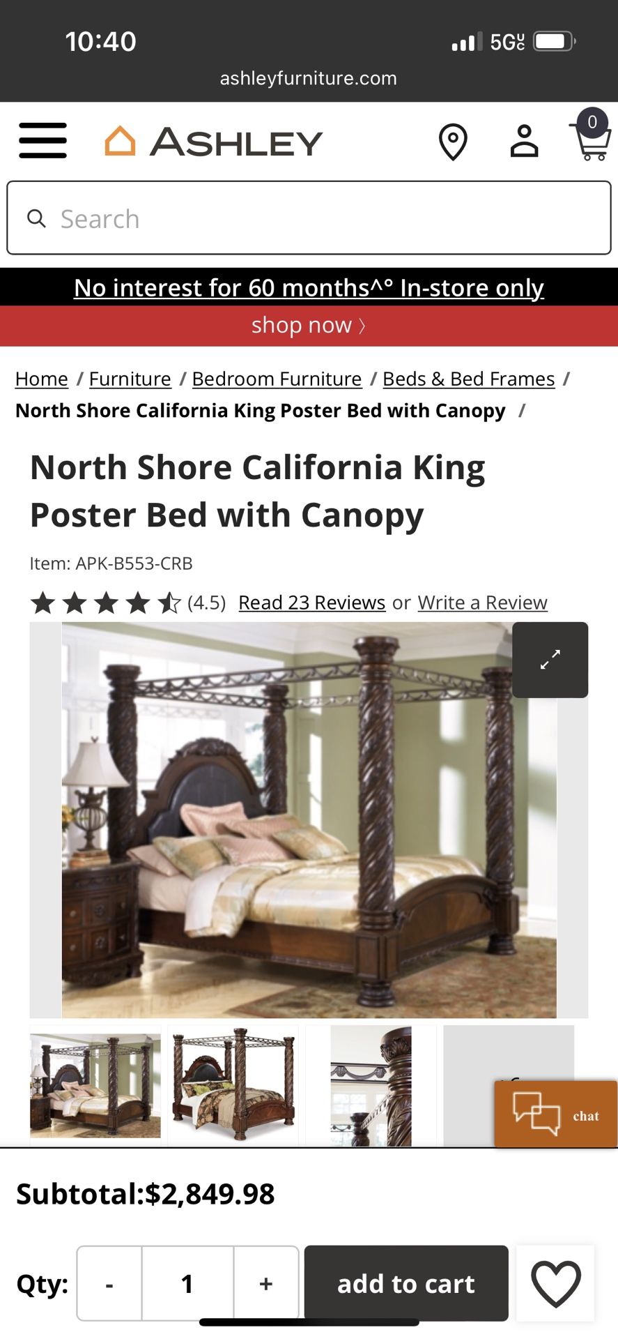 King Canopy bed $500