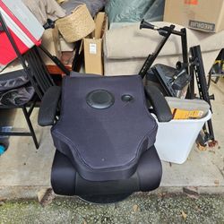 black gaming chair on a swivel