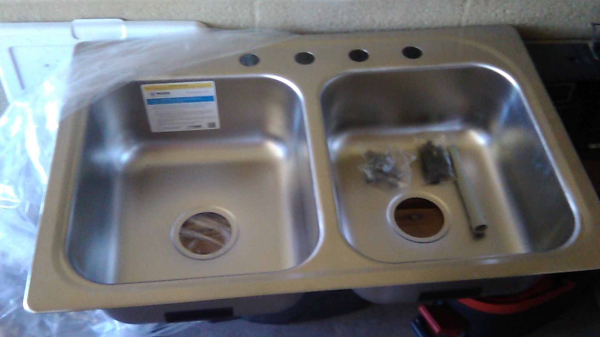Moen satin stainless double equal bowls kitchen sink