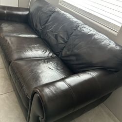 Leather Couch And Ottoman 