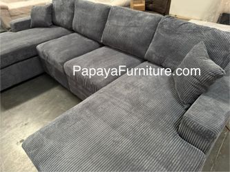 NEW U Shape Sectional with TWO Left Right Chaise Lounger Lounge Set Modern Dark Grey Seccional Ashley Style Designer Gray Fabric Clearance Big SALE
