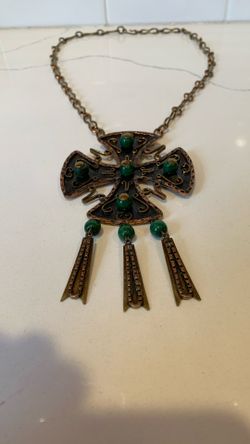 MCM Modernist Copper Stone Necklace Made In Mexico 