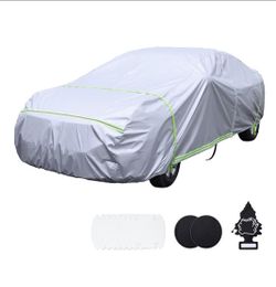 Car Cover Waterproof All Weather 6 Layers Snowproof Windproof Hail Protector Full Exterior Covers UV Protection 210D Oxford Universal Fit Sedan Outdoo