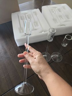 12pcs, Glass Taper Candle Holders, 3 Different Heights