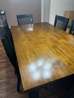 Wood Dining Table with 6 Chairs