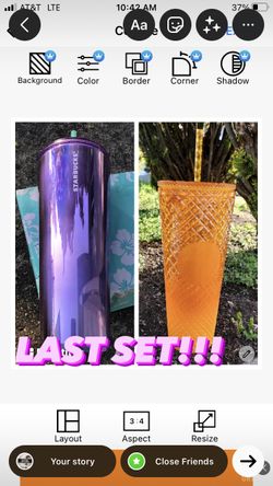 Starbucks Venti Wisteria Fame & Mango Yellow Jeweled Tumbler Set
