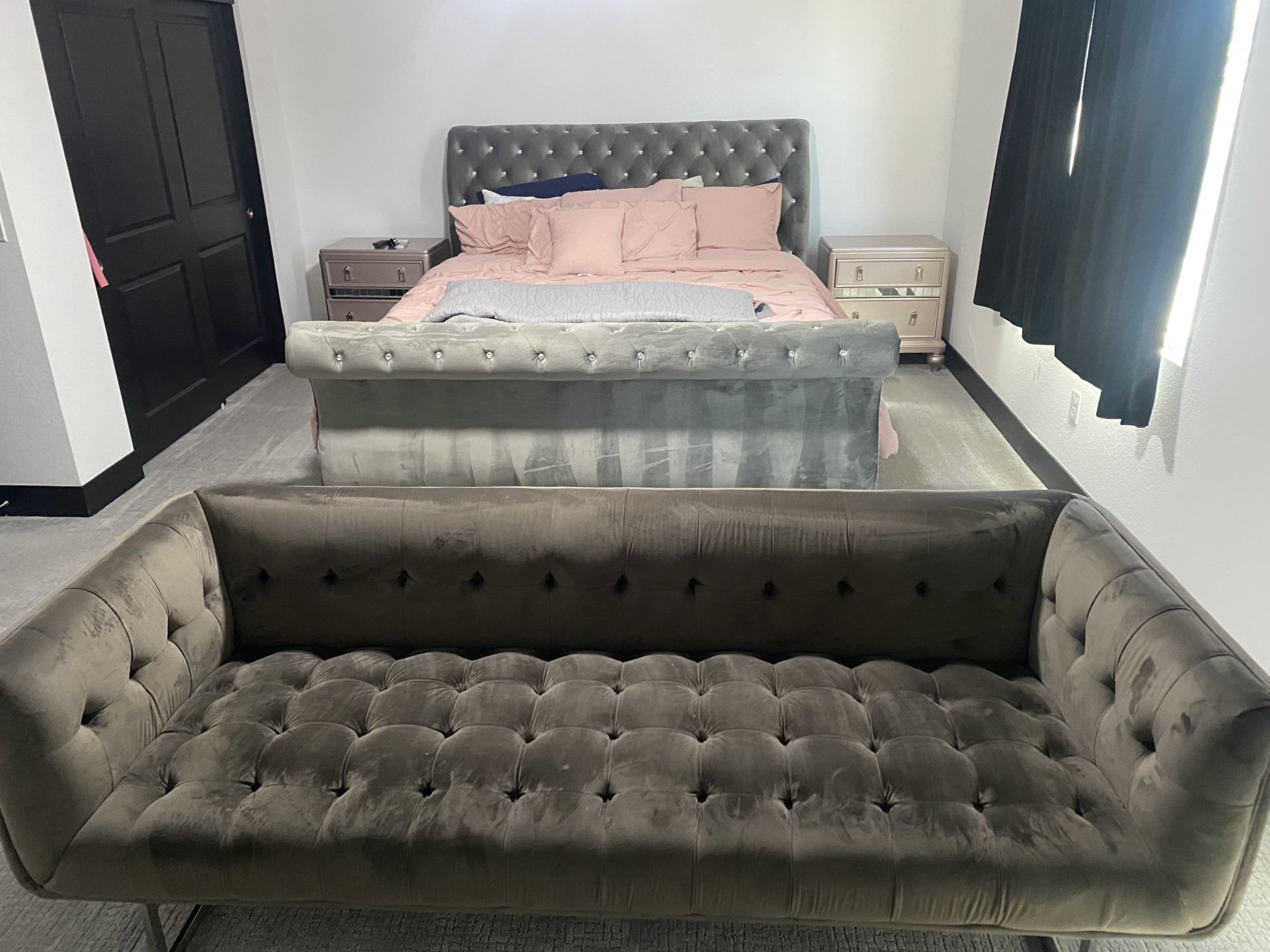 Z Gallery Bed And Two Night Stands  And Matching Futon And Mattress 