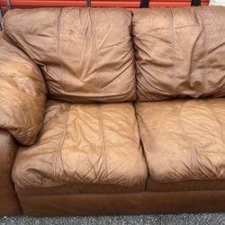 BROWN LEATHER SOFA HOME OFFICE FURNITURE ROOM