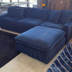 Navy Blue Super Soft Sectional Velvet Material New