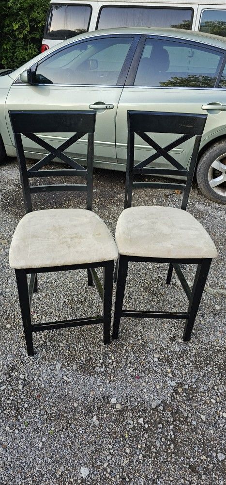 2 Tall Wood Chairs 