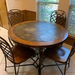 Round 48” Dining Table with 4 Chairs For Sale
