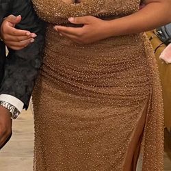 Bronze /Brown / Embellished Beaded Crystal Dress(Price Negotiable)