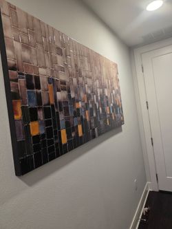 60x30 Large Abstract Mosaic Wall Art Glossy Canvas